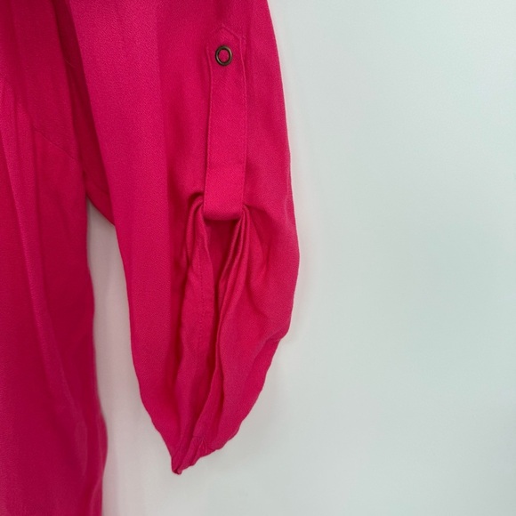 Soft Surroundings Womens Shirt Size 2X Pink Pintuck Collared Rayon Snap Front - Picture 6 of 10